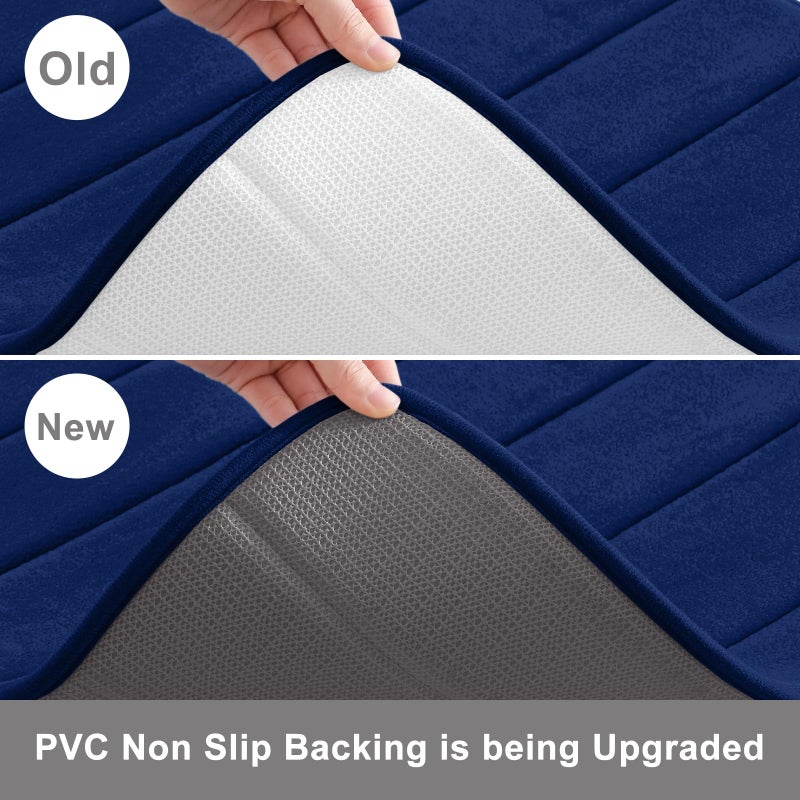 Buganda Memory Foam 3 Pieces Bathroom Rugs Set - Thick Soft Absorbent Non-Slip Bath Mats, Washable Small/Large/Contour Bath Rugs (24" x 16" + 30" x 20" + 24" x 20", Navy Blue) - Image 4